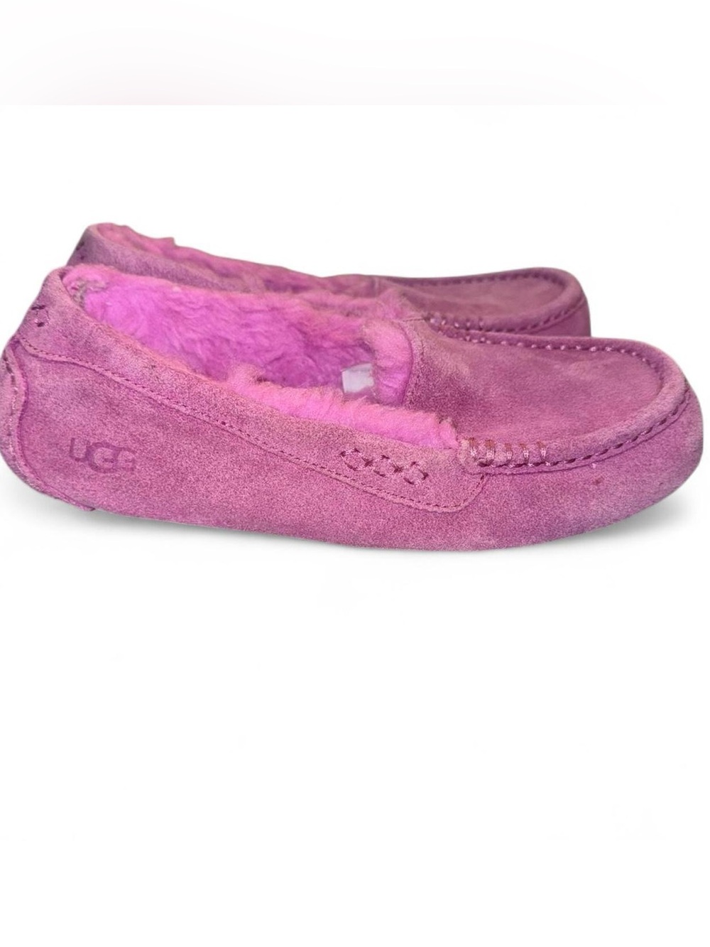 UGG Women's Bubblegum Pink Suede Sheepskin Moccasin Slippers - Picture 3 of 6